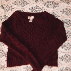 Cropped Burgundy Wine Sweater